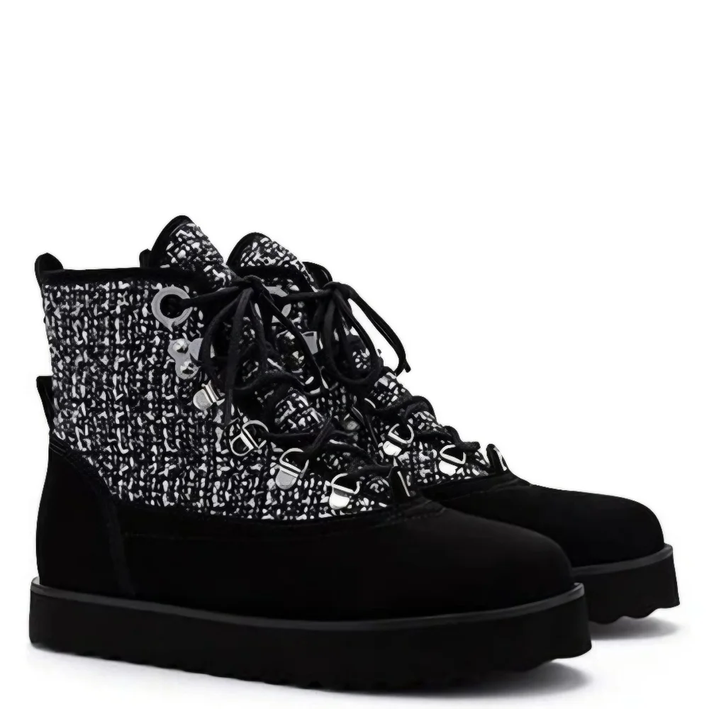 Larroude Vail Black Suede Tweed Ankle Booties Size 6 NWOT Designer